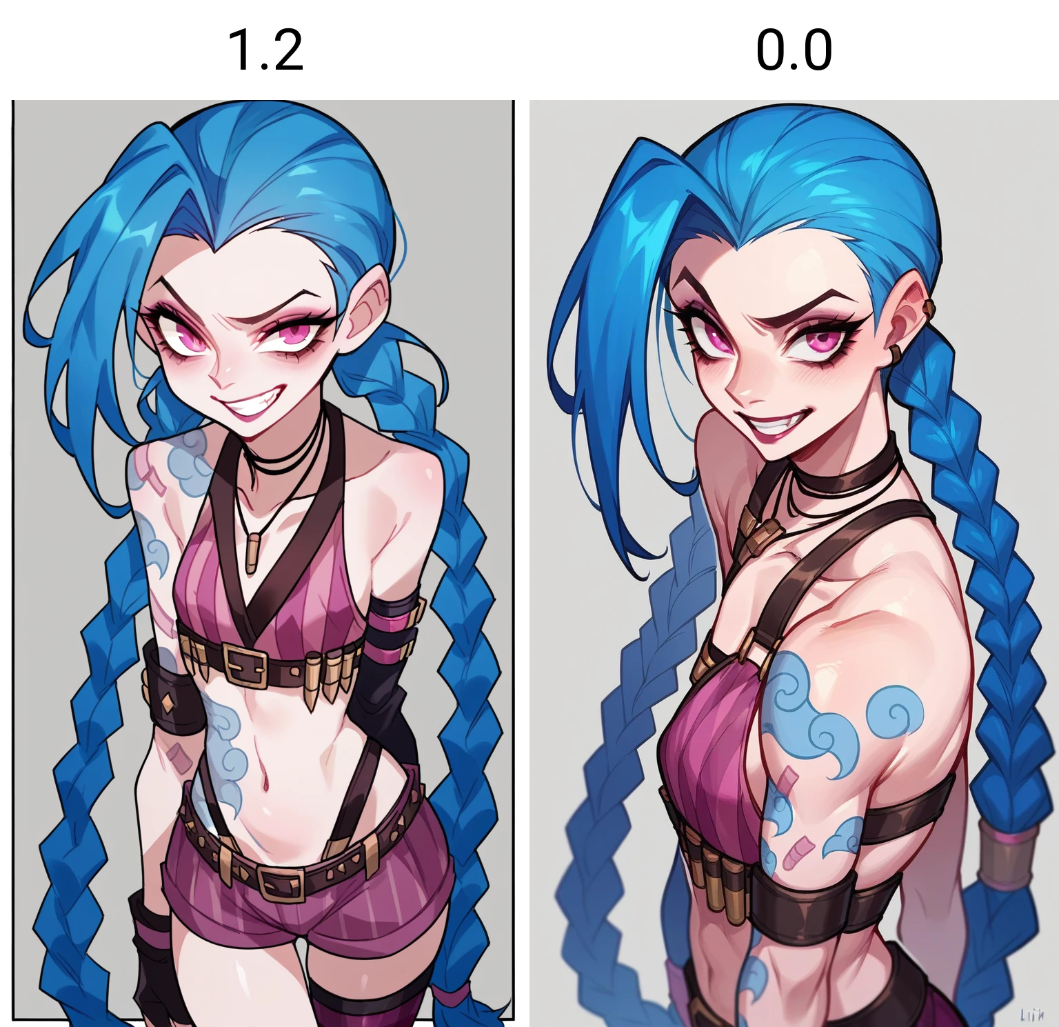 score_9,score_8_up,score_7_up,<lora:DOPL_01-40:1.2>,1girl,jinx league of legends,