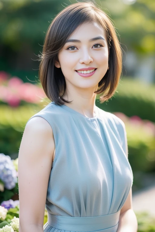 1girl,(RAW photo, best quality), (realistic, photo-realistic:1.4), masterpiece, an extremely delicate and beautiful, extremely detailed, 2k wallpaper, Amazing, finely detail, extremely detailed CG unity 8k wallpaper, ultra-detailed, highres, soft light, beautiful detailed girl, extremely detailed eyes and face, beautiful detailed nose, beautiful detailed eyes,cinematic lighting,perfect anatomy,slender body
wearing a blue peplum dress,blue skirt,(bokeh:1.2)
at a shrine,tall stone stairs,(hydrangea flowers),cloudy
,smile
<lora:amamiyuki_lora:0.8>(short hair)
