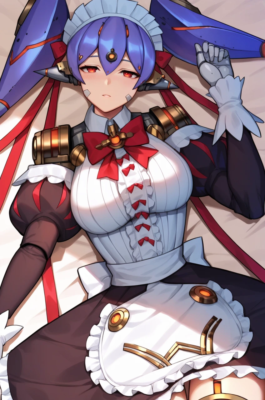 1girl, <lora:poppi_qt_(xb)_PONY_v1:1>, (poppi_qt_(xb)), solo, (large breasts:0.9), (sagging breasts:0.3), twintails, (cute), thighhighs, long sleeves, dress, ribbon, bow, frills, puffy sleeves, bowtie, apron, red bow, red ribbon, maid, maid headdress, juliet sleeves, red bowtie, waist apron, white apron, frilled apron, android, joints, robot joints, robot ears, (lying:1.1), (pov:1.1), (half-closed eyes:1.2),
best quality, masterpiece, (score_9), (score_8_up), (score_7_up), source_anime,<lora:HandFineTuning_XL:0.3>, anime, anime screencap,
