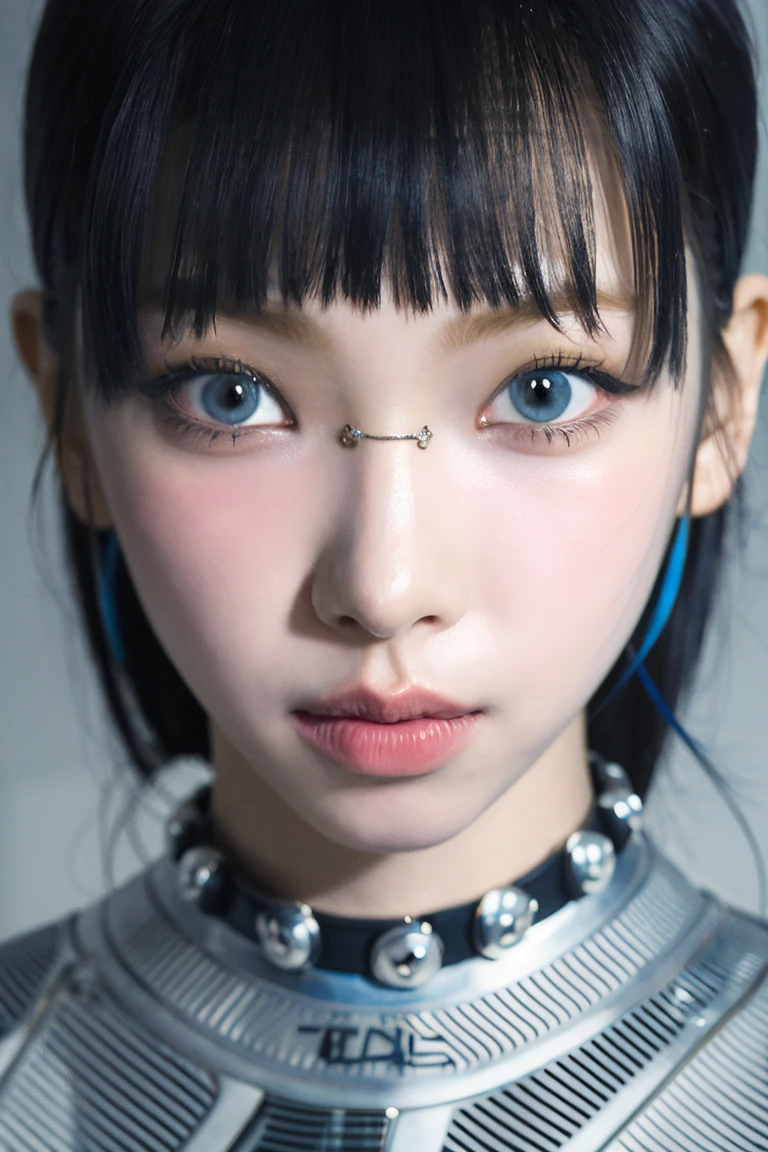 (4k, best quality, highres:1.1), (masterpiece:1.1),
solo, 1girl, piercing, looking at viewer, close-up, bangs, portrait, black hair
unreal void background,