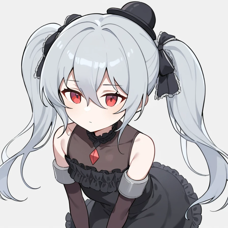 ,orchis,1girl,solo,simple background,white background,grey hair,twintails,,red eyes,<lora:orchis:0.9>,<lora:Qszb>, masterpiece, best quality, very aesthetic, absurdres