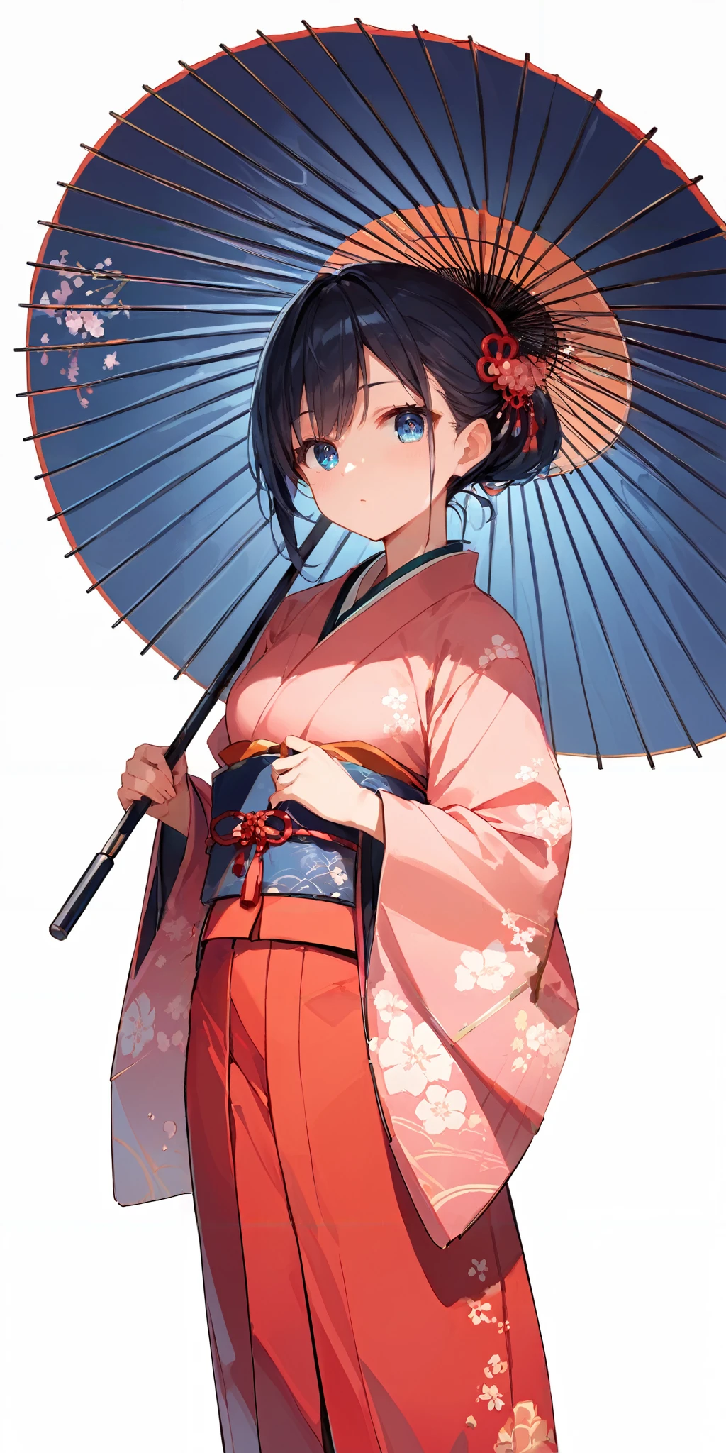 score_9, score_8_up, score_7_up,source_anime, high res image,masterpiece,best quality,girl,cute face,clear skin,shiny hair,ultra detailed eyes,simple background, <lora:wagasa_Pony_V1.0:1> wagasa, oil-paper umbrella, japanese clothes