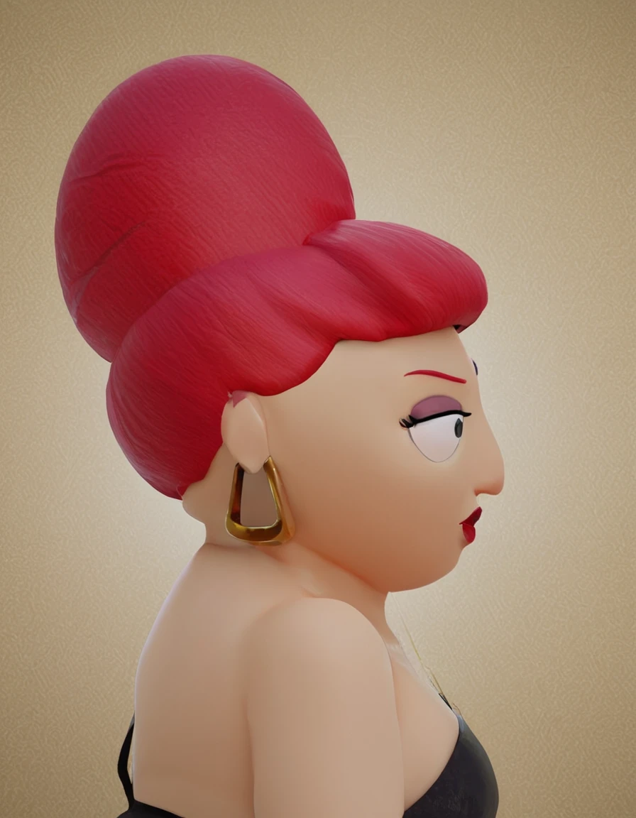 <lora:sheilabroflovskiPonyXL:1> sheilabroflovski, earrings, red hair, jewelry, 1girl, parody, fat, single hair bun, hoop earrings, lipstick, hair bun, black pupils, ( zPDXL BREAK , score_9, score_8_up, score_7_up:1)
