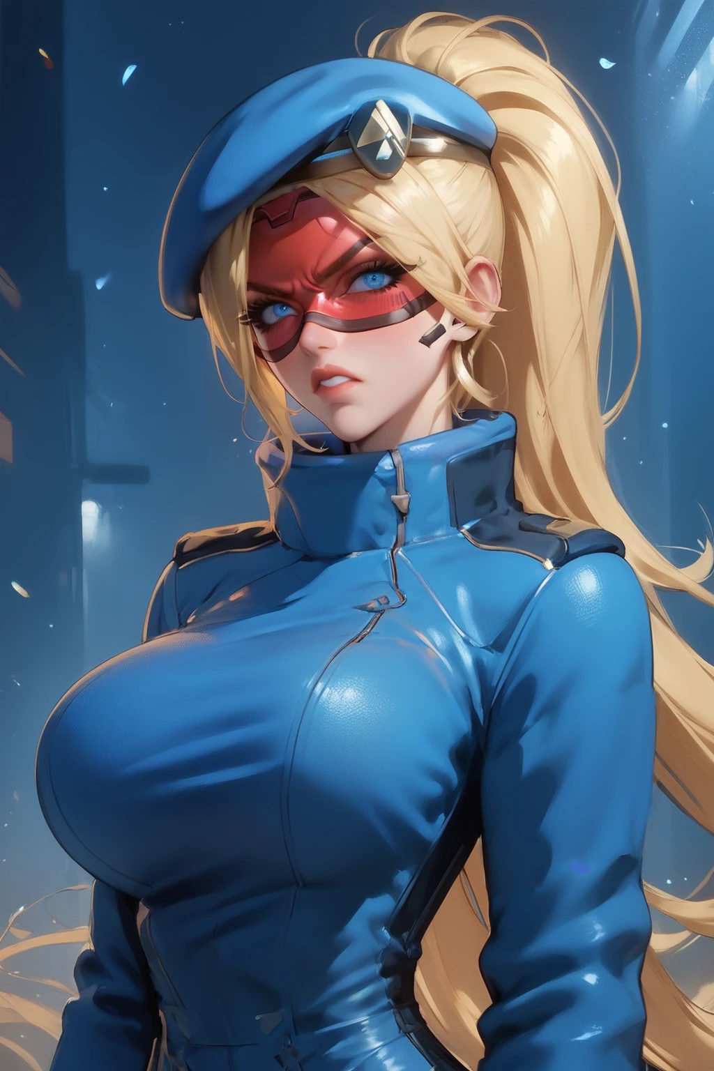 <lora:Sakimi_Chan_-_Style:0.8><lora:Expressive_H:0.8> Expressiveh <lora:Perfect Hands:1>, score_9, score_8_up, score_7_up, beautiful aesthetic, very intricate, high quality details, side view, looking at viewer, upper body, face focus, BREAK,
1girl, solo, portrait, femcop<lora:Pure_Onyx_-_FemCop:0.9>, blonde hair, ponytail, beret, red goggles, (jacket), angry, BREAK
small waist, narrow waist, thin