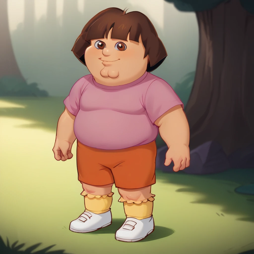 score_9_up, BREAK, Peter Griffin, <lora:PeterGriffin_iamkowai_PXL_Leaf2:0.8> , Dora, brown hair, pink shirt, orange shorts, socks, white footwear, brown eyes, <lora:DoraTheExplorer_XL_Leaf3:1>