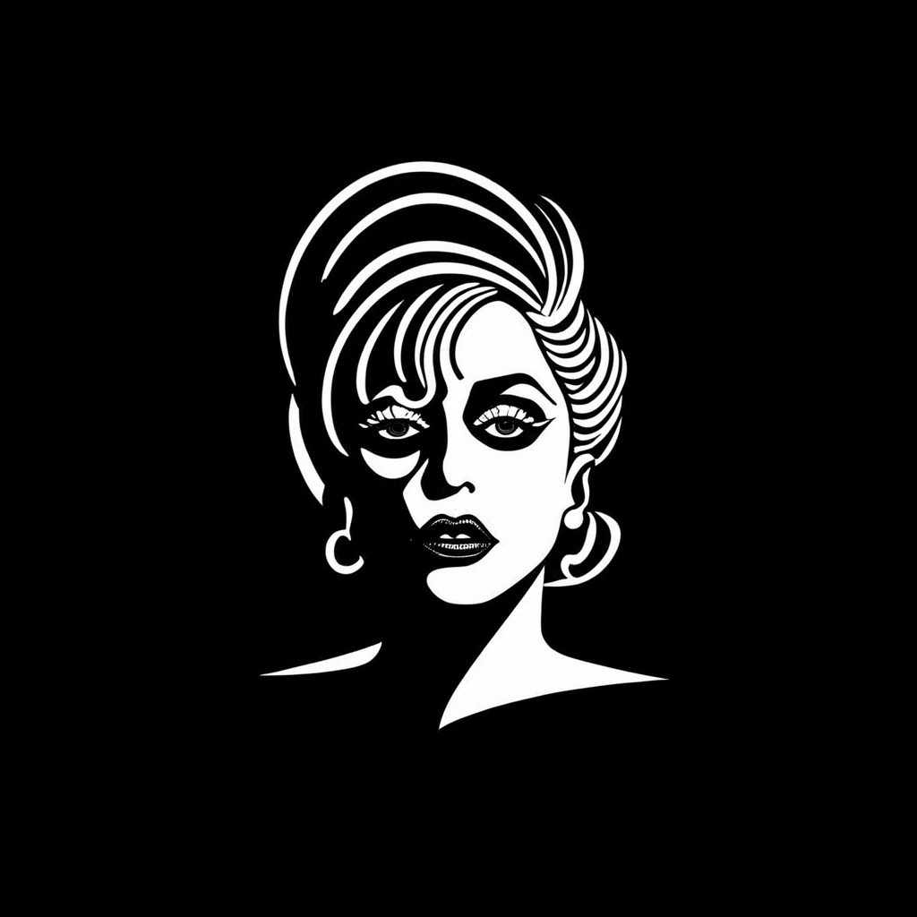 modern_logo flat illustration of Lady Gaga, black, black background
<lora:Modern_Logo_v1.1:1.0>