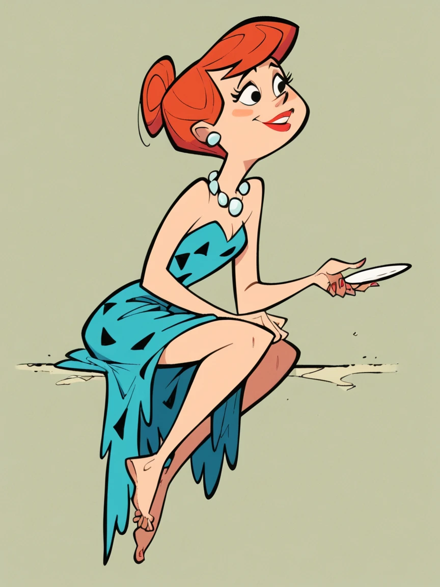 score_9, score_8_up, score_7_up, score_6_up, <lora:fl1ntsXLP:0.9> fl1nts, barefoot, 1girl, red hair, dress
