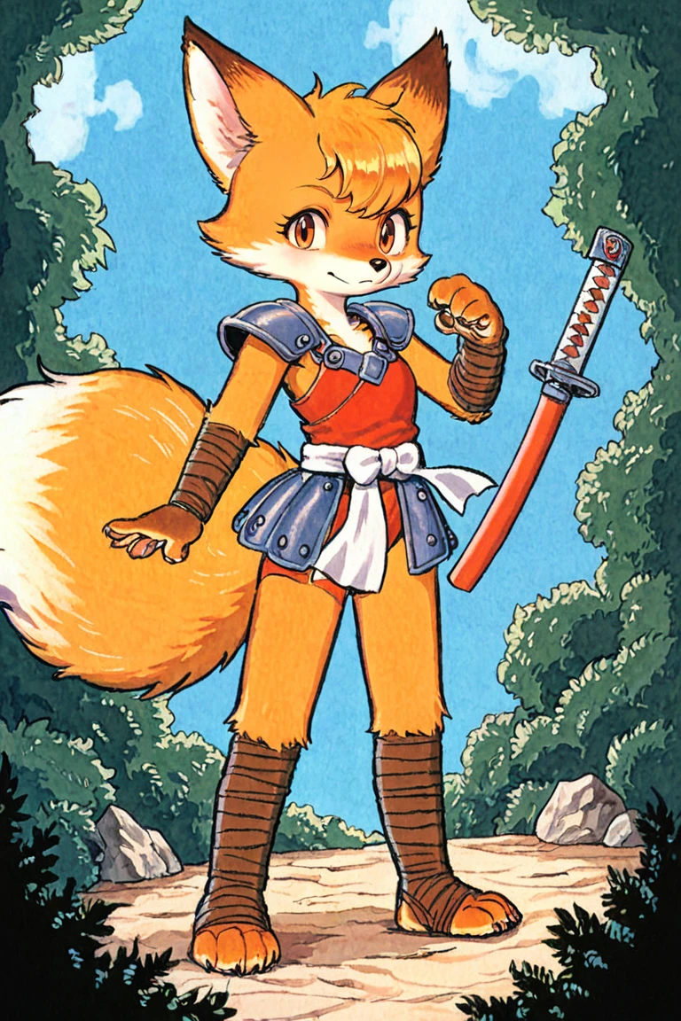 night prairie,(anthro fox girl:1.2),blonde hair,Samurai armor,paws,katana,one eye covered,
illustration,tezuka osamu, looking at viewer,reeds,wind,outdoors,bush
<lora:Perfect Hands:1> <lora:age_slider_v4:-3> <lora:osamu:0.9>, score_9, score_8_up, score_7_up, score_6_up, score_5_up, score_4_up,zPDXL