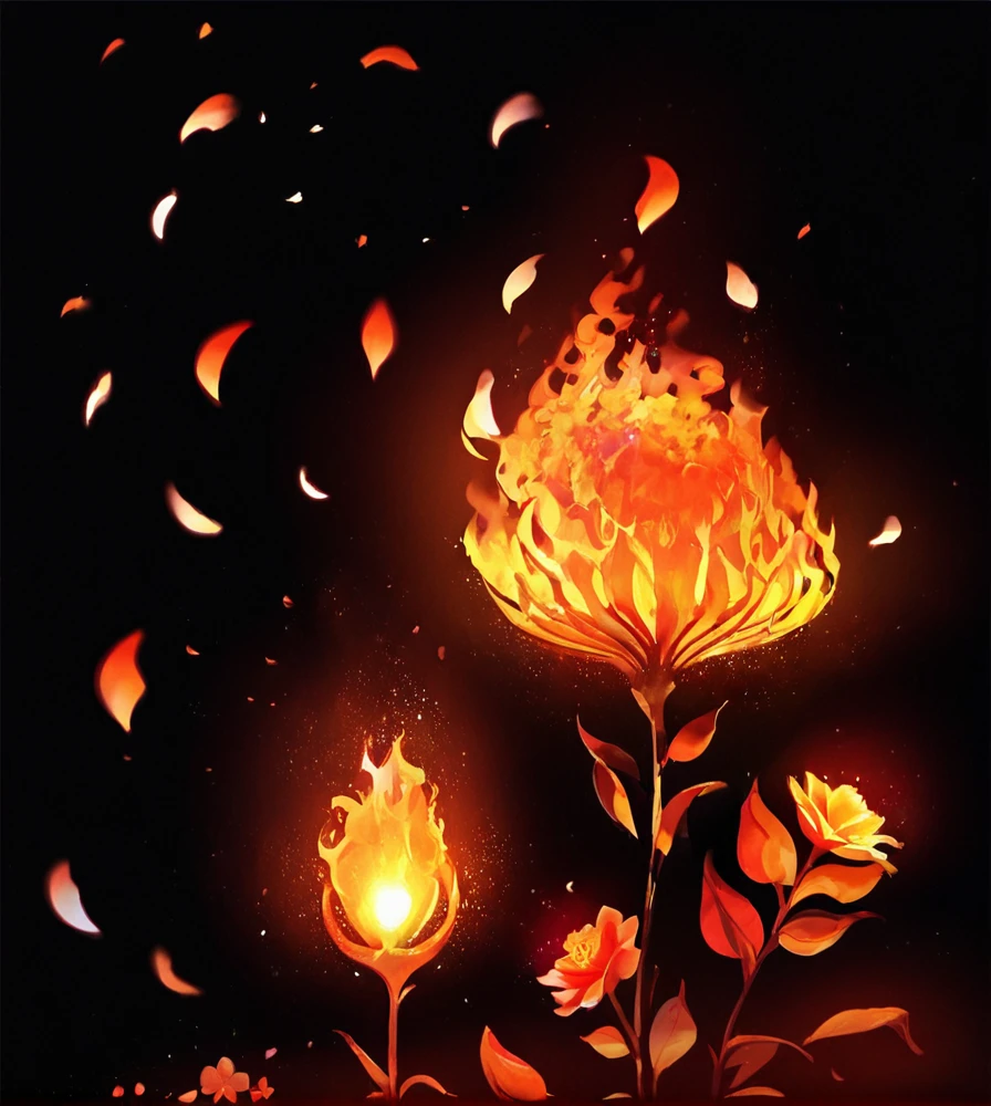 score_9, score_8_up, score_7_up, score_6_up, score_5_up, score_4_up,
 <lora:fire:0.8>,
firemode, , black background, solo, no humans,,fire flower,petal,fire plant ,glow