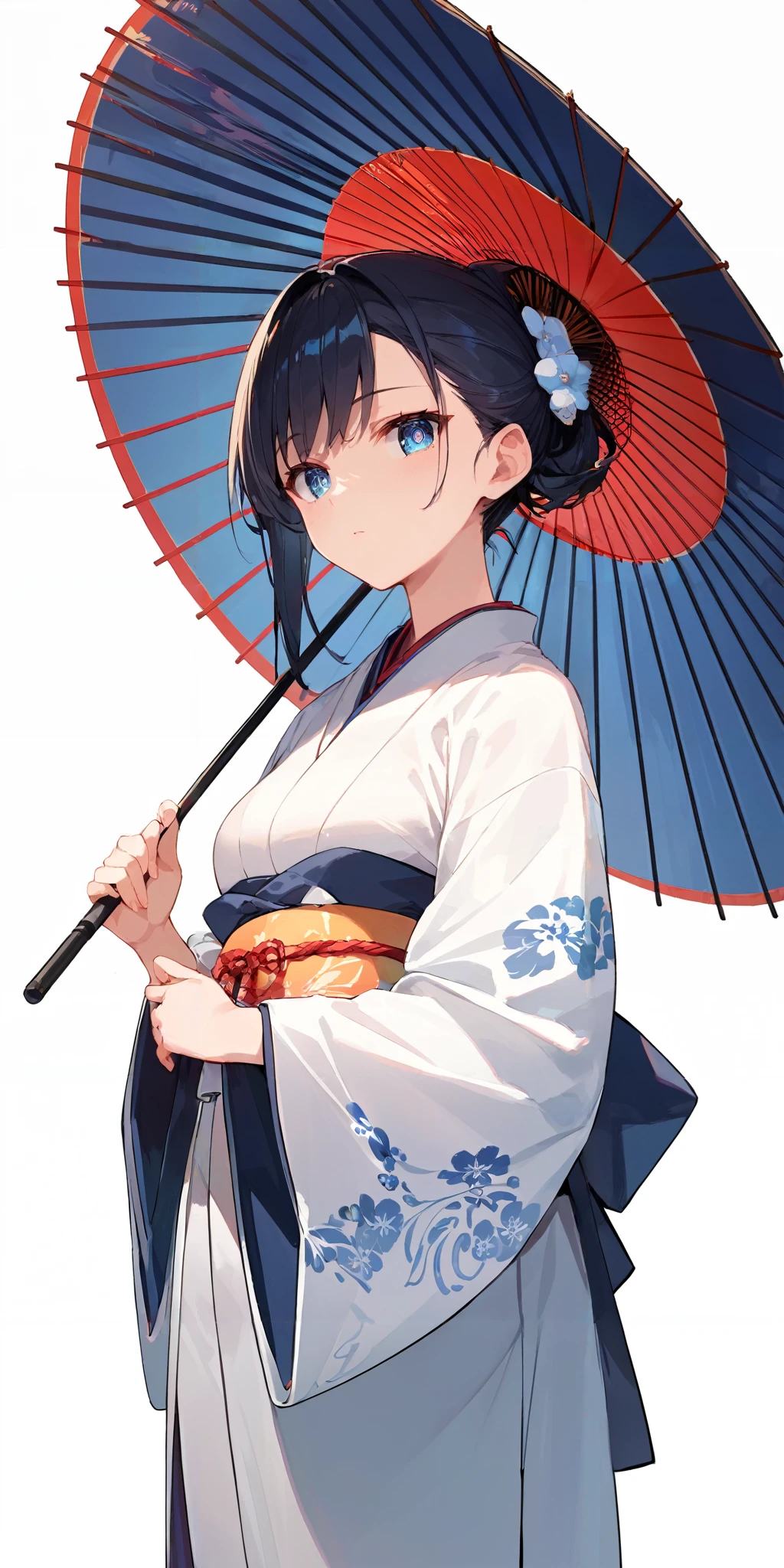 score_9, score_8_up, score_7_up,source_anime, high res image,masterpiece,best quality,girl,cute face,clear skin,shiny hair,ultra detailed eyes,simple background, <lora:wagasa_Pony_V1.0:1> wagasa, oil-paper umbrella, japanese clothes