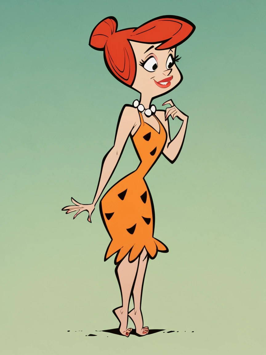 score_9, score_8_up, score_7_up, score_6_up, <lora:fl1ntsXLP:1> fl1nts, barefoot, 1girl, red hair, dress