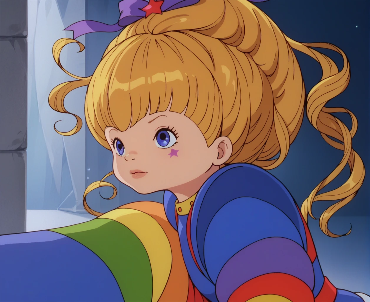 score_9, score_8_up, score_7_up, score_6_up, source_anime, highly detailed, BREAK, Rainbow Brite, starlight, Rainbow Brite riding starlight, side view,  <lora:Rainbow Brite 0.5:1>