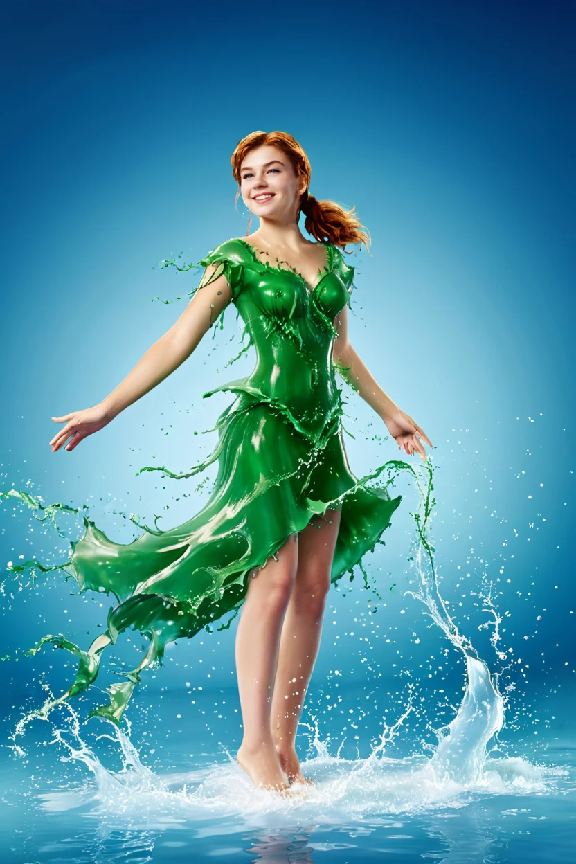 adventurous wendy darling (peter pan) splashing liquid <lora:aurumLight:0.8> . 35mm photograph, film, bokeh, professional, shot by rankin, 4k, highly detailed