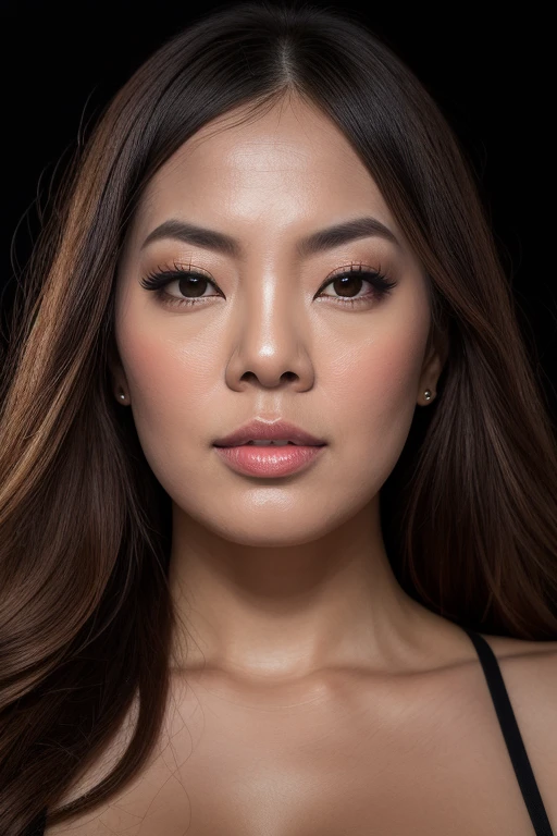 DEN_hitomi_tanaka,
((headshot:1.2) portrait on a (plain black background:1.2), (headshot:1.2), (face focus:1.1), (facing the camera:1.2), Head in the centre, (eye contact:1.3), (intense stare:1.1), mouth open, (facing straightforward:1.2), (forward facing:1.1), Head, face, Head focus, Head tilted down, looking slightly up at the camera:1.2),
bokeh, f1.4, 40mm, photorealistic, raw, 8k, textured skin, skin pores, intricate details <lora:epi_noiseoffset2:1>, epiCRealism