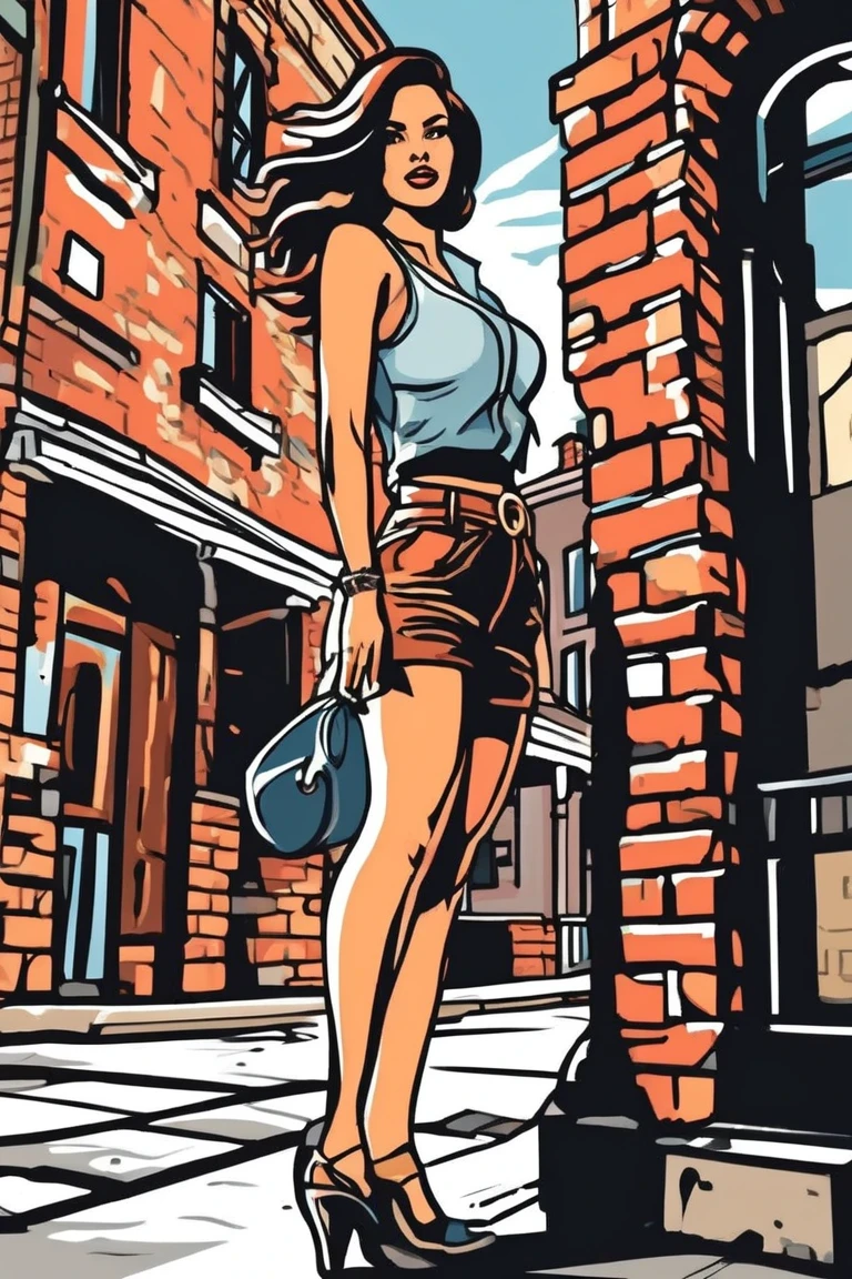 flvcil07 style <lora:style_07_vibrant_pulse_l3-x_flvcil07_style:1>, woman standing,
stripper, untidy,
Historic downtown and brick buildings,
high quality, masterpiece, highres,