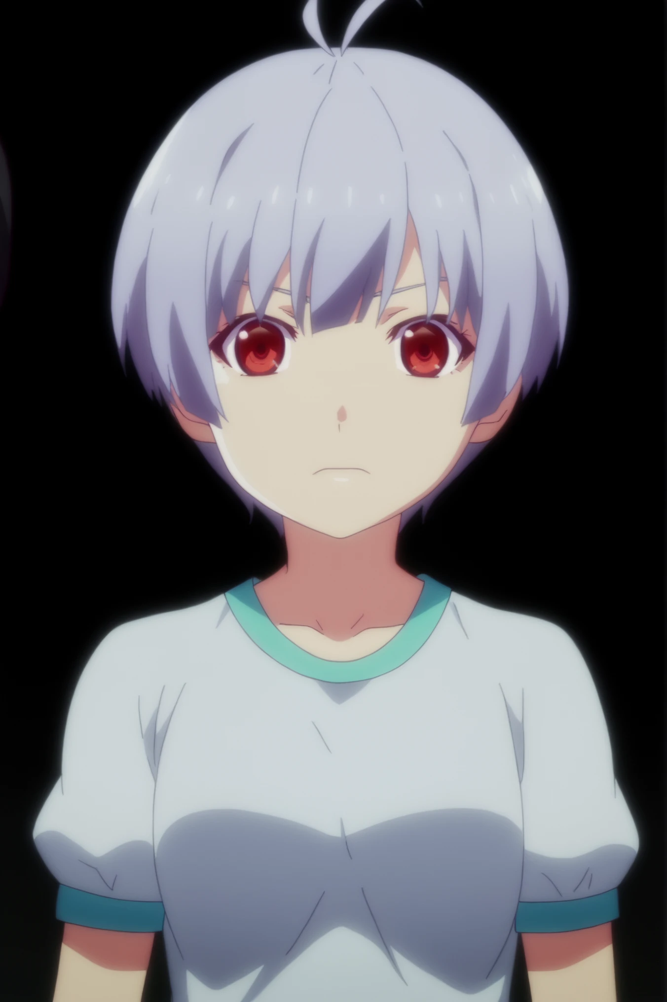 anime screencap, upper body, black background, looking at viewer, Irina Ilyukhina <lora:Renai_Flops-Irina_Ilyukhina-PDXL:0.7> <lora:sdxl_lightning_4step_lora:1>