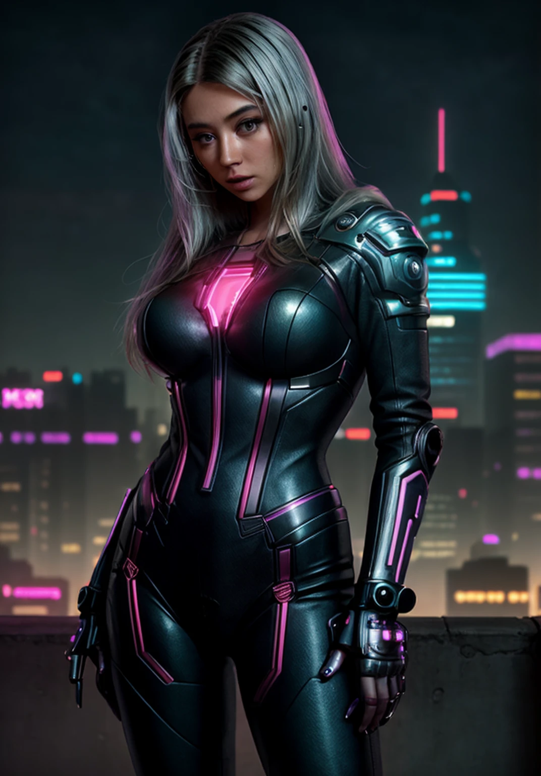 allisonangel123 woman of the future, (fully dressed:1.2), (full body covered:1.3), (closeup:1.2), futuristic design, electronic artwork, manga character, techno-noir, animated drawing, vintage futurism, pan futurism, dystopian cyberpunk, neon-lit urban landscape, dark and gritty, high-tech, graffiti, futuristic gadgets, cinematic, detailed cityscape, moody lighting, ultra-detailed, urban landscape, high-tech implants, augmented reality, <lora:allisonangel123:1>,