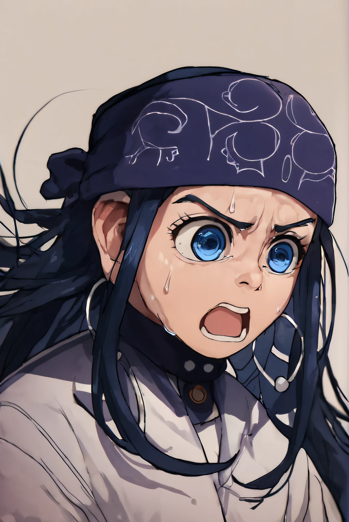 score_9,score_8_up,score_7_up,
asirpa, 1girl, solo, long hair, open mouth, shocked, worried, blue eyes, black hair, blue hair, jewelry, sweat drops, earrings, close-up, hoop earrings, bandana headband, clothes, <lora:asirpa-10:1>