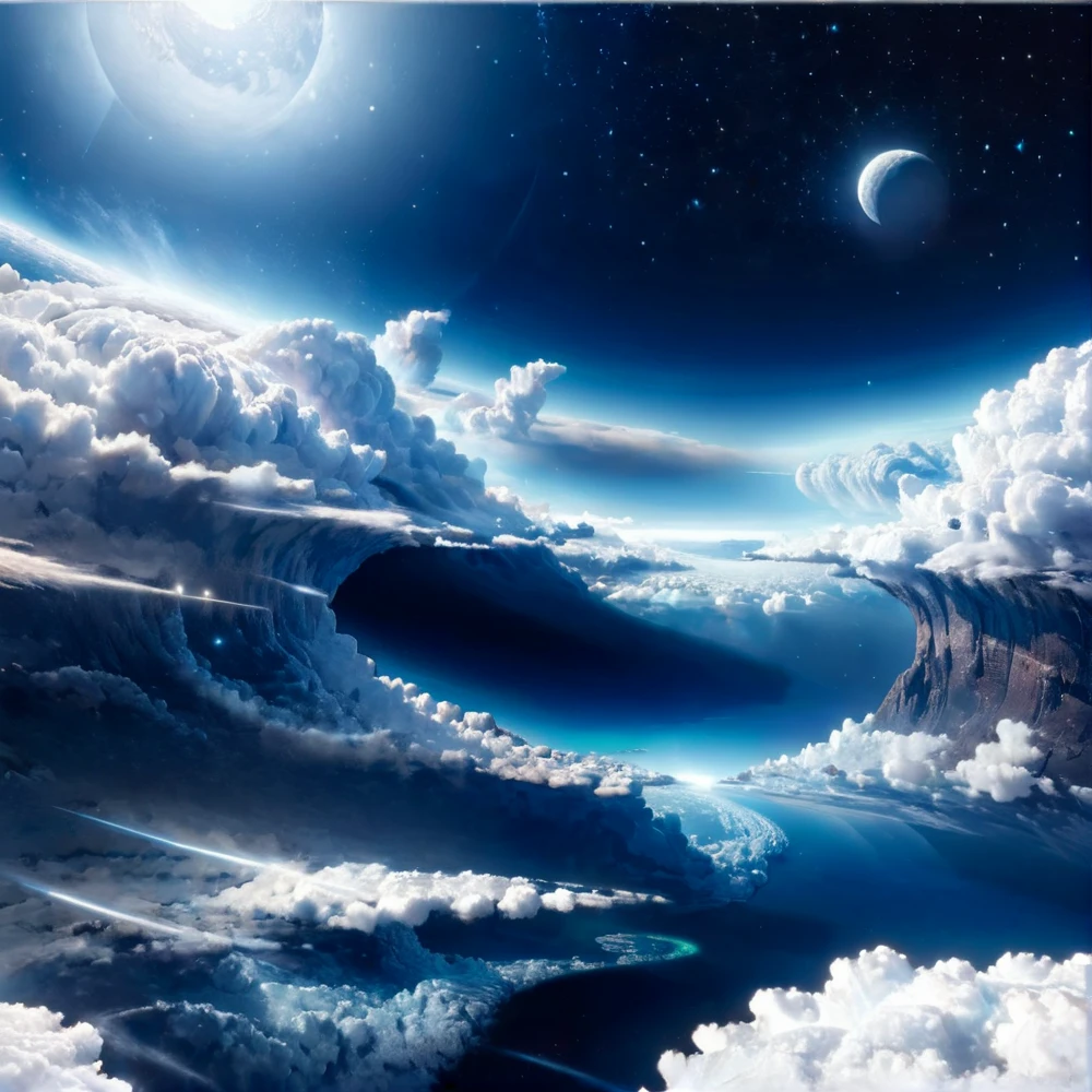 masterpiece,high resolution,detailed,
 <lora:air_xl:0.8>,
airmode,, scenery, cloud, sky, moon, star (sky), , blue theme, starry sky, above clouds, planet