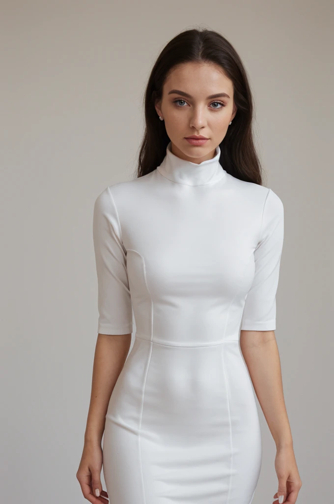 woman, high neck dress