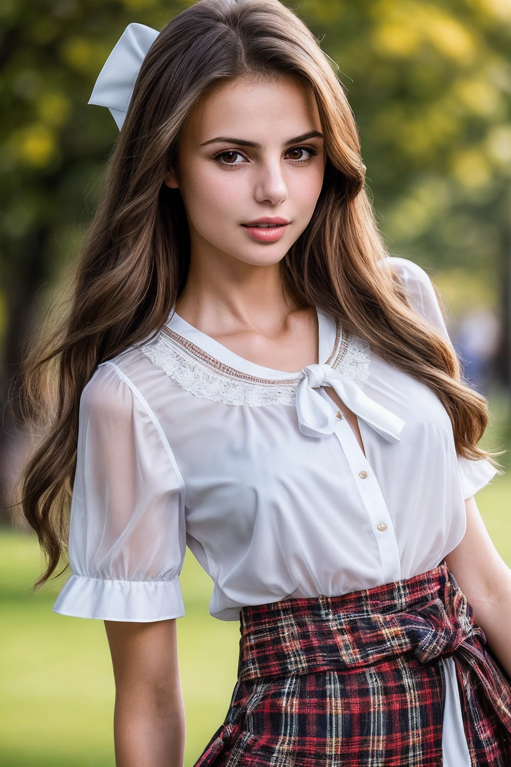 ElleT_SoloTI_v1,
(In a plaid skirt and white blouse, with a ribbon tie, for a classic and youthful look),
((A bustling campus quad, with students chatting on benches, a lively and energetic atmosphere:1.2)),
(seductive), photorealistic, masterpiece, high quality, artistic, unique, award winning photograph, professional, 8k, RAW photo, best quality,flattering, (cinematic:1.3) shallow DOF, depth of field,sharp focus,
<lora:add_detail:0.7>, PA7_Portrait-MCU,