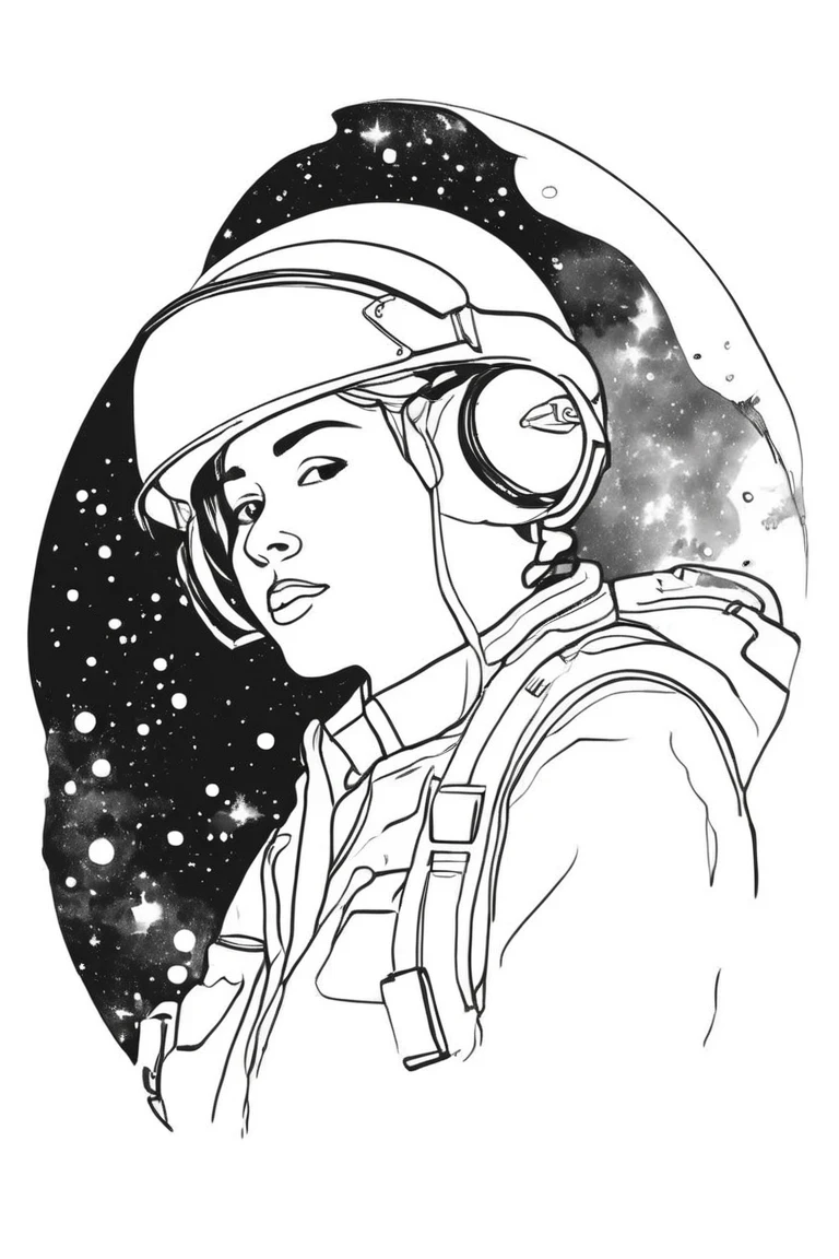 flvcil05 style <lora:style_05_line_art_l2-x_flvcil05_style:1>, woman standing,
engineer, unadvised,
Deep space nebula and star clusters,
high quality, masterpiece, highres,