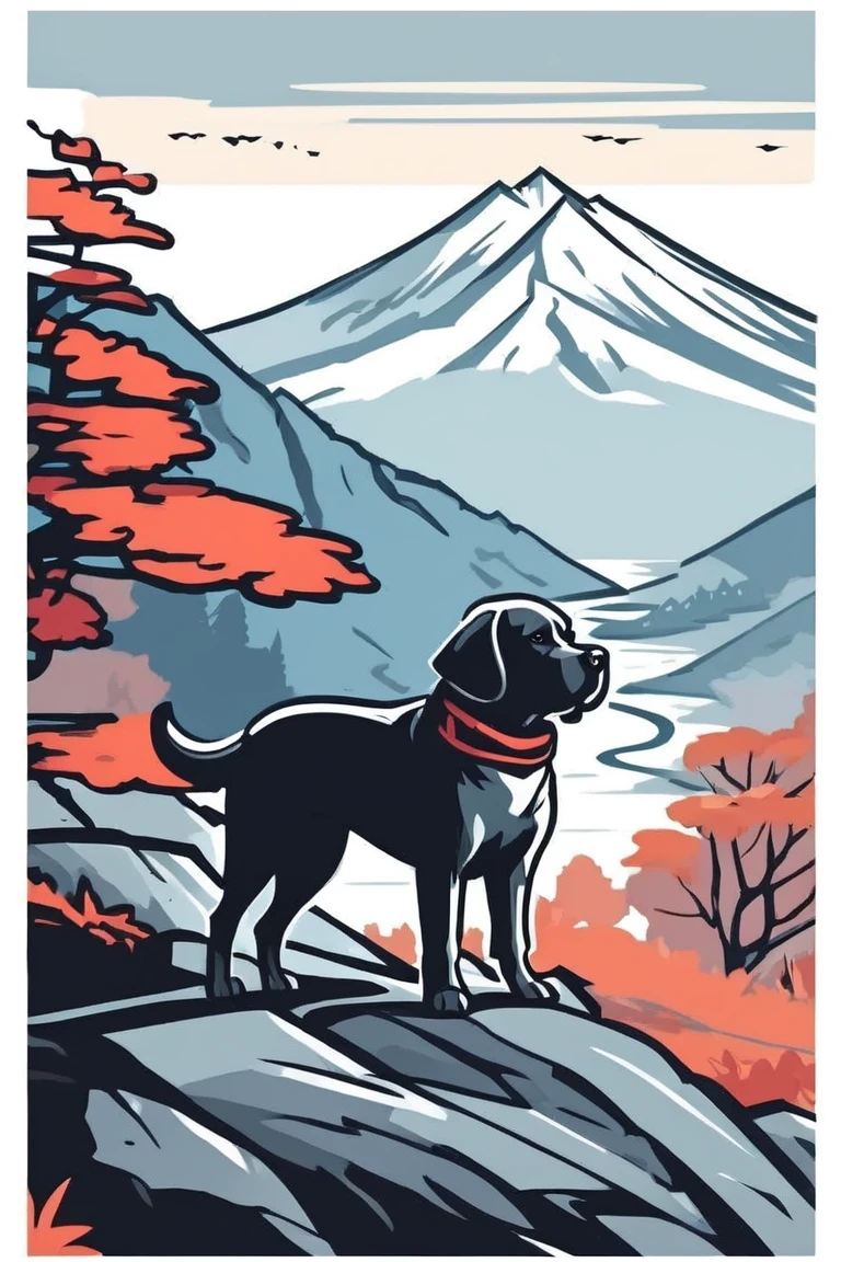 flvcil07 style <lora:style_07_vibrant_pulse_l3-x_flvcil07_style:1>, dog  standing, 
ninja, good,
Cliffside monastery and misty mountain backdrop, 
high quality, masterpiece, highres,