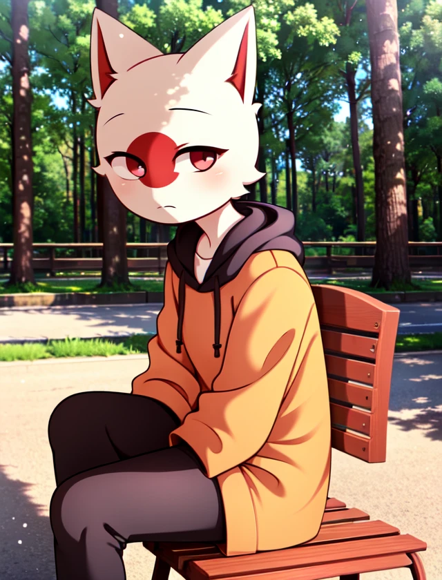 <lora:japan10000:.7> Japan, furry, outside, hands in pocket, sitting on bench