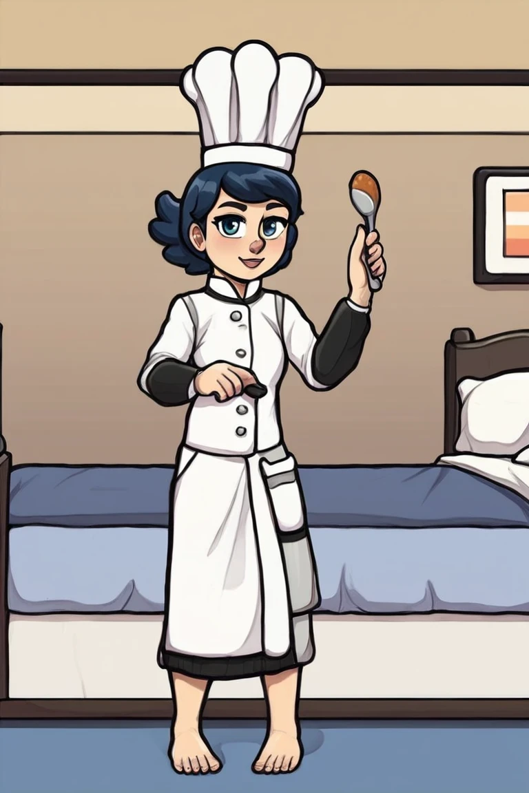 flvcil13 style <lora:style_13_cheerful_shade_l3-p_flvcil13_style:1>, woman  standing, 
chef, hyperdetailed,
Quaint bed and breakfast and sunrise, 
high quality, masterpiece, highres,