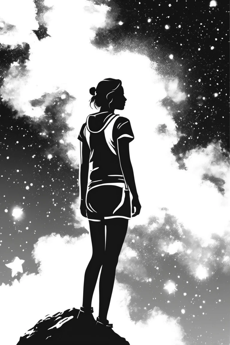 flvcil02 style <lora:style_02_bold_edge_l3-x_flvcil02_style:1>, woman  standing, 
lifeguard, natural,
Deep space nebula and star clusters, 
high quality, masterpiece, highres,