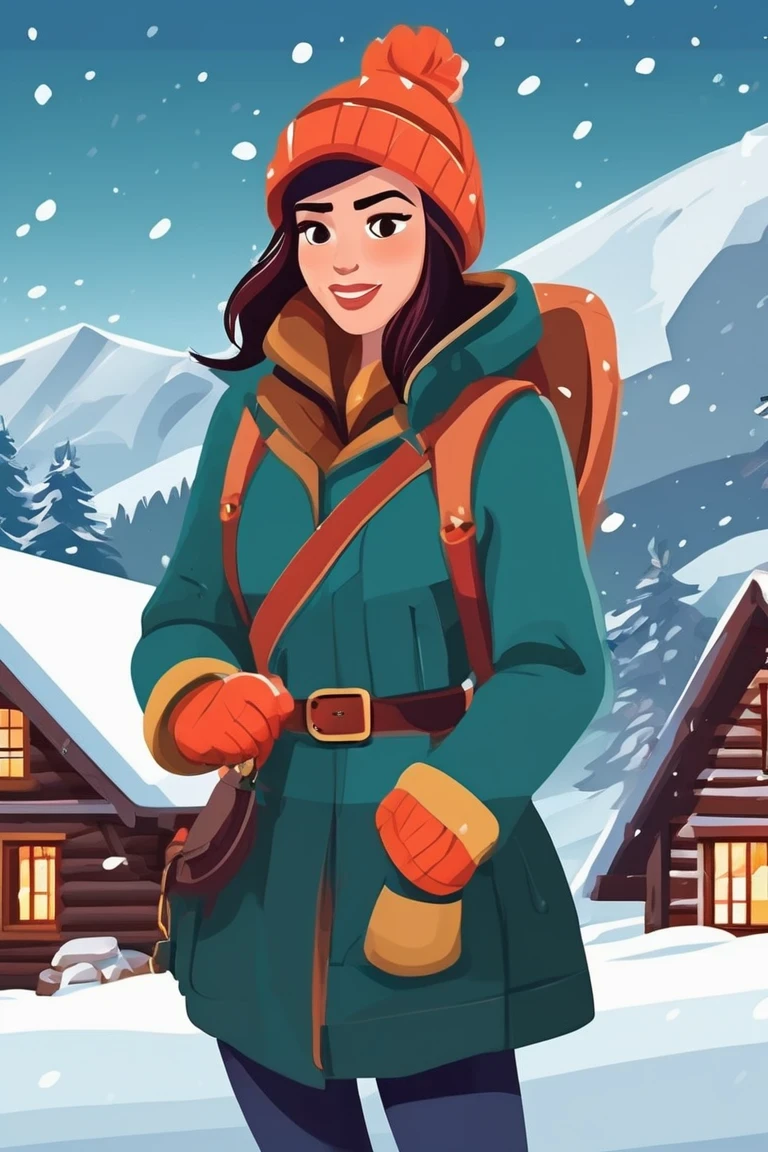 flvcil03 style <lora:style_03_cheerful_shade_l3-x_flvcil03_style:1>, woman standing,
warrior, adorable,
Cozy mountain cabin and snowfall,
high quality, masterpiece, highres,