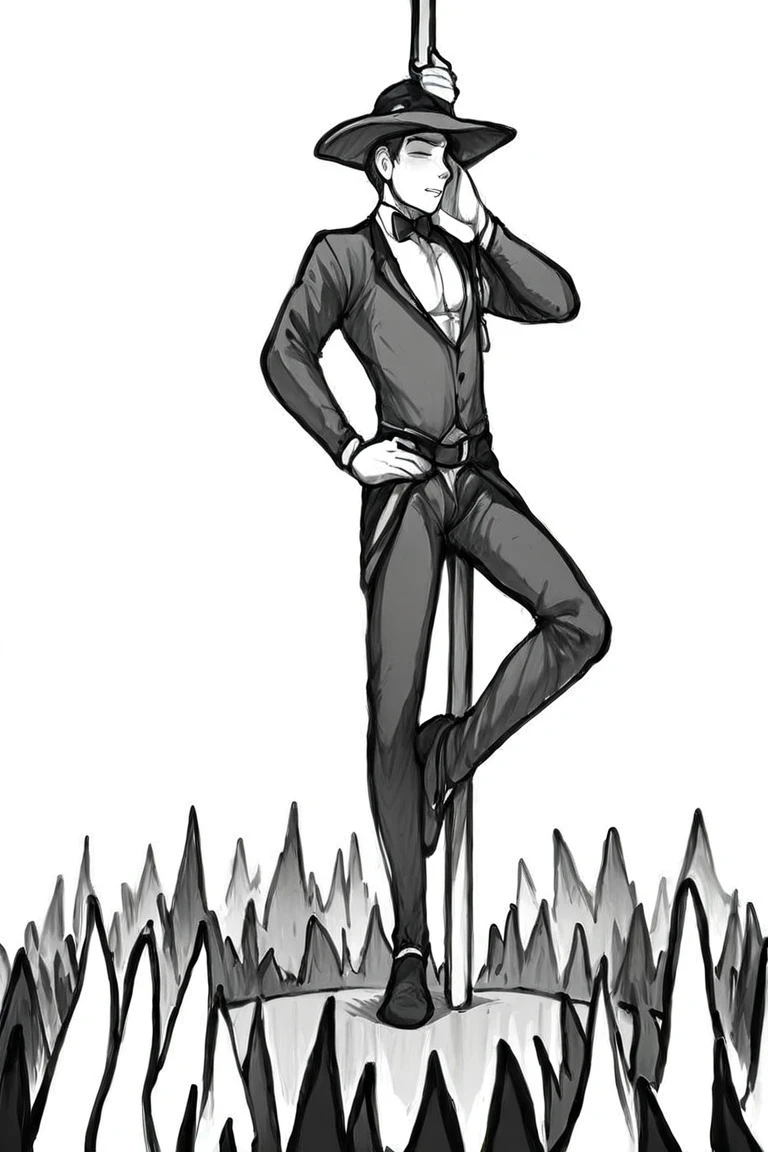 flvcil12 style <lora:style_12_bold_edge_l3-p_flvcil12_style:1>, man  standing, 
stripper, functional,
Enchanted forest and bioluminescent flora, 
high quality, masterpiece, highres,