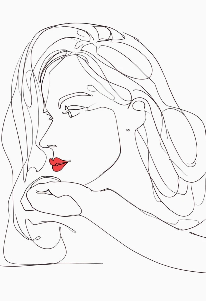masterpiece,best quality,highly detailed,score_9,score_8_up,score_7_up,score_6_up,source_anime,
BREAK
<lora:oneLineArtPony1.0:1>,monochrome,lineart,
woman portrait,red lips,head rest,face focus,profile, from side,