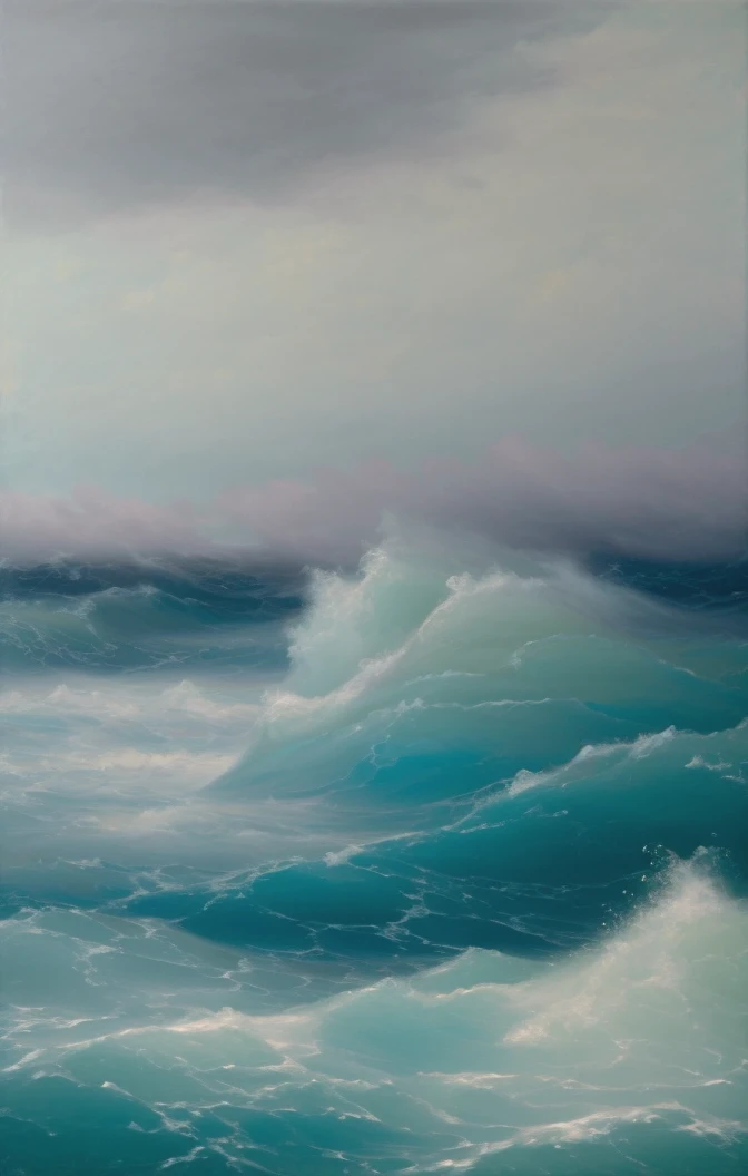 RAW photo, subject, 8k uhd, dslr, soft lighting, high quality, film grain, Fujifilm XT3, professional photo, (detailed skin:1.3), high quality, <lora:Ivan_Aivazovsky:0.67> , painting by ivan aivazovsky, painting of the sea, ocean, cloud, scenery, translucent water, pastel colors, limited palette, light purple, light turquoise, pastel teal, aqua, hard shadows, reflective, violent sea, ((maelstrom:1.1), hole in the water:1.2), fantasy scenery, (tidal eddies and whirlpools:1.4), colorful,