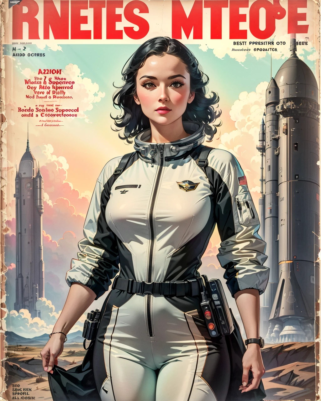 best quality,masterpiece,highly detailed,ultra-detailed, 
magazine cover of 1girl,  science fiction, spacecraft, spacesuit, asyu
 <lora:neg9V2_last:0.7>  
 pulpmagazine, retro artstyle <lora:pulpmagazine_V02:1>