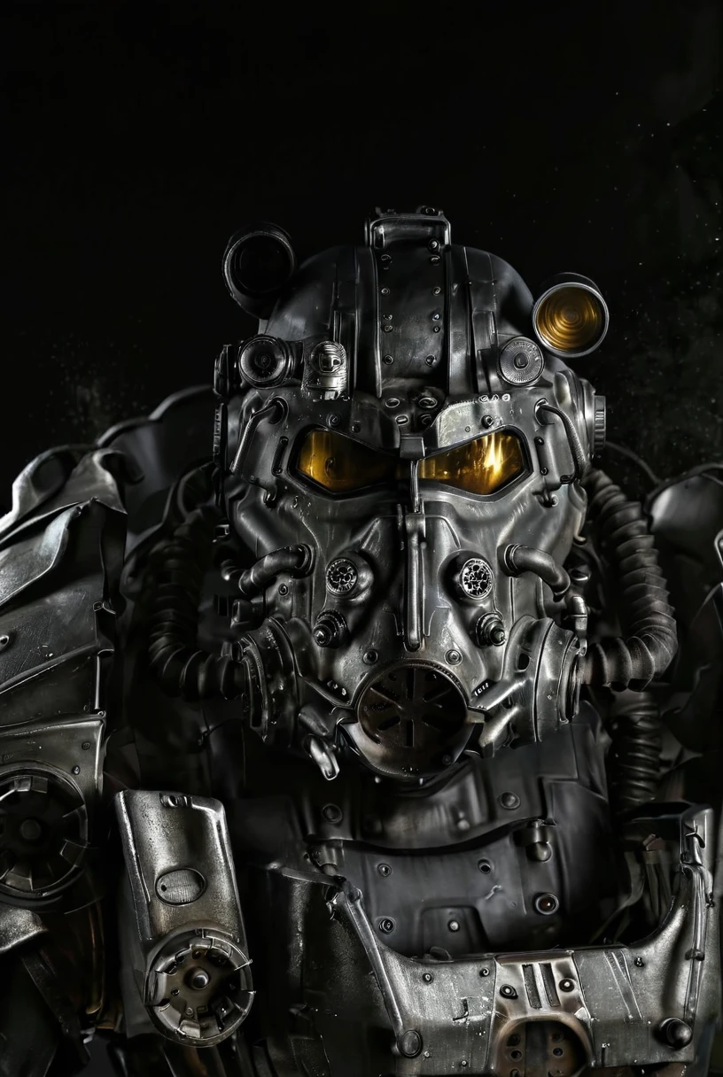 Power Armour, T-60, solo, simple background, military, no humans, helmet, robot, black background, science fiction, realistic, gas mask, cockpit
[reflections, dark lighting, light rays, beams of light, realistic, high quality photo, 4k]
<lora:add-detail-xl:0.5> <lora:xl_more_art-full_v1:0.4> <lora:Power Armour v2.0:0.9>