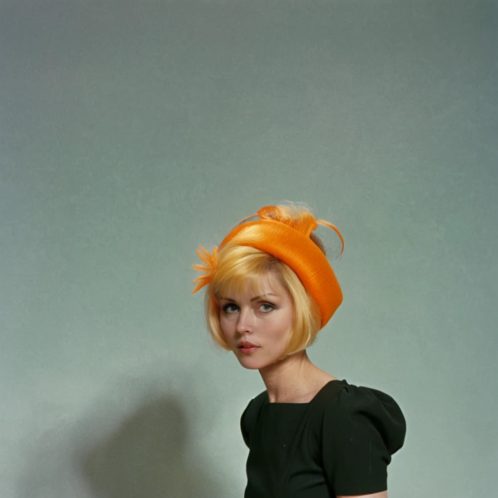 yrraheibbed dressed with orange bouffant <lora:Debbie Harry SDXL-000014:1>