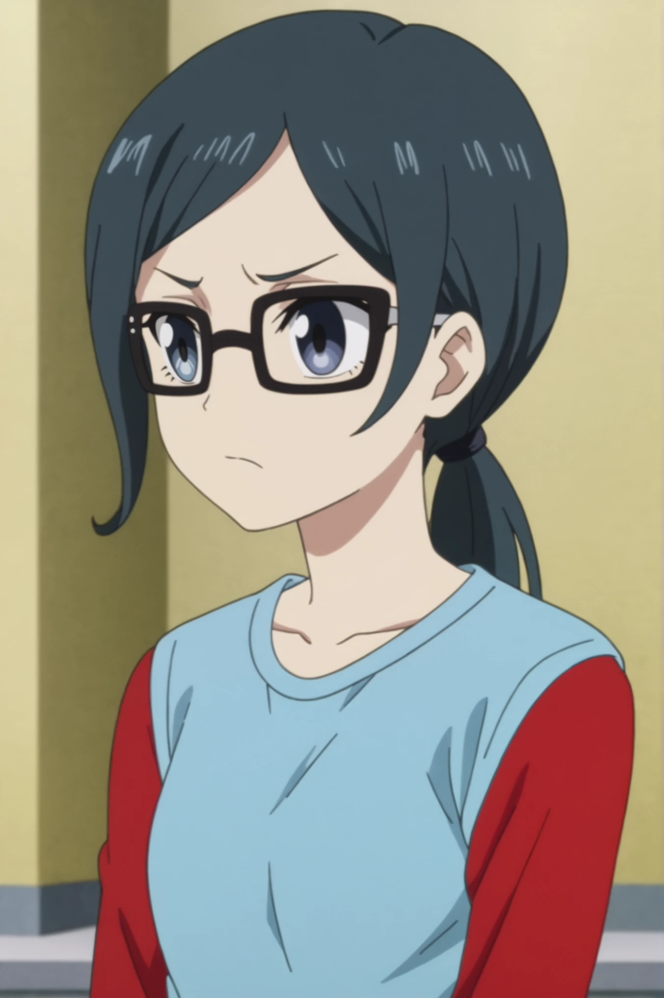 rating_all, anime screencap, flat colors, flat shadows, Sara Satou <lora:Shirobako-Sara_Satou-PDXL:0.7> <lora:sdxl_lightning_4step_lora:1>