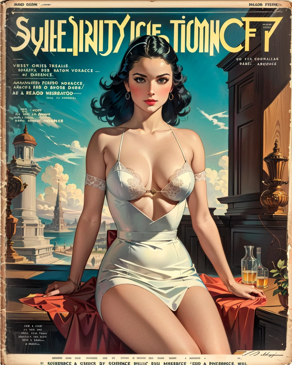 best quality,masterpiece,highly detailed,ultra-detailed, 
magazine cover of 1girl,  science fiction, 
 <lora:neg9V2_last:0.7>  
 pulpmagazine, retro artstyle <lora:pulpmagazine_V02:1>