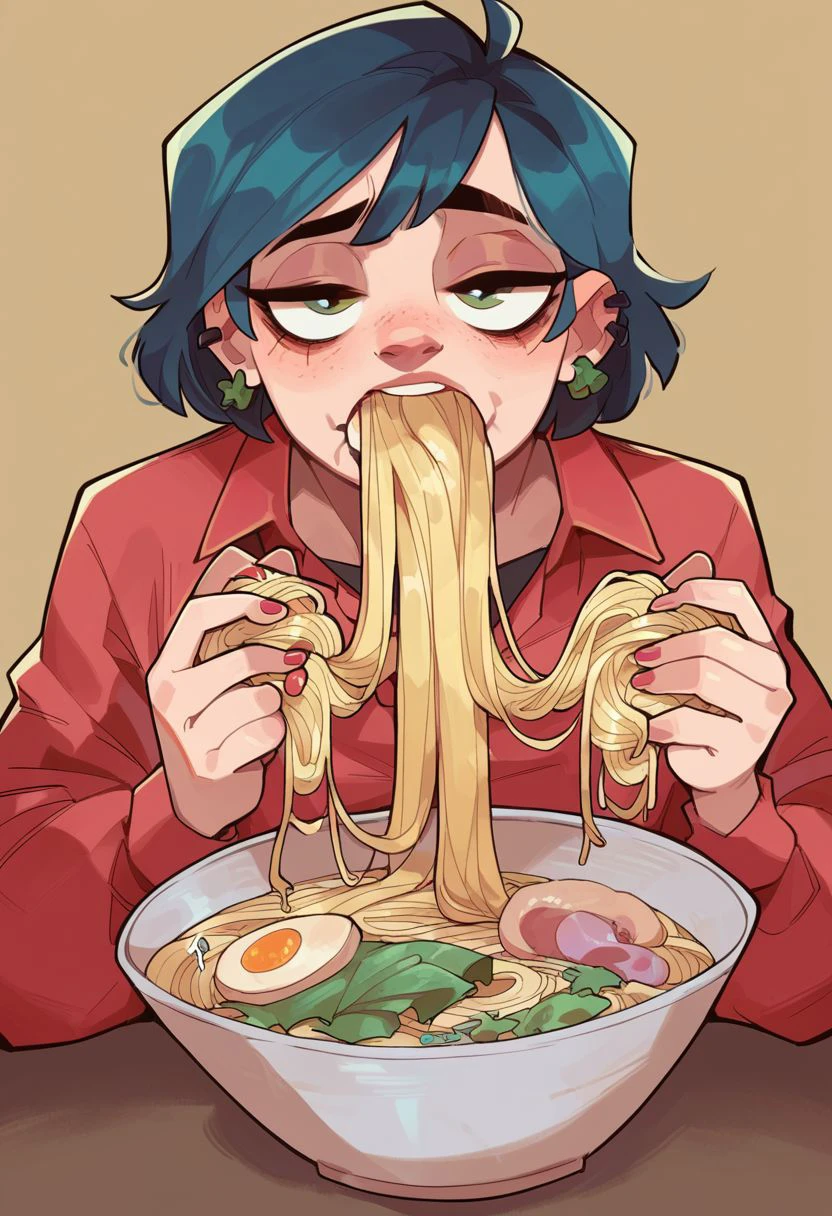 score_9, score_8_up, score_7_up, source_cartoon,
eating ramen