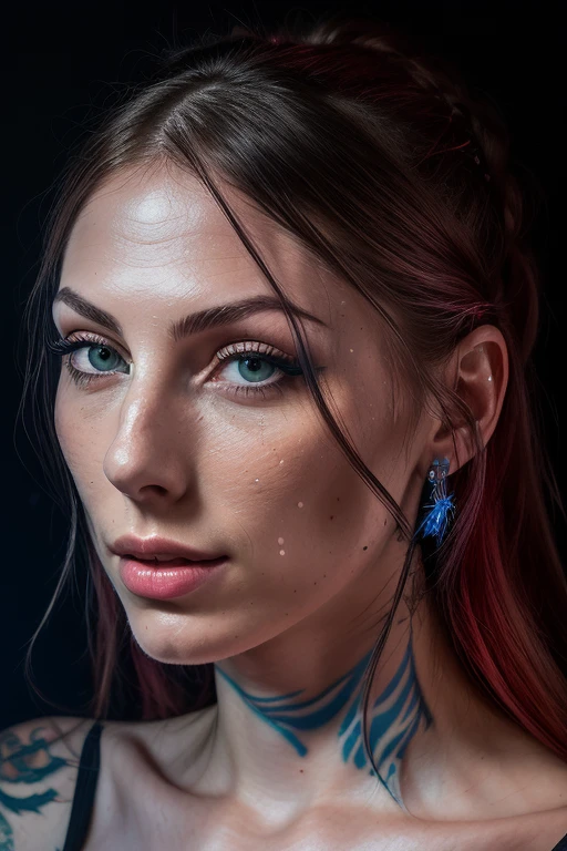 DEN_taylorizlame_OF,
(headshot:1.2) portrait on a (plain dark background:1.2), (headshot:1.2), (face focus:1.1), intricate (beautiful eyes:1.2), (wide open eyes:1.1), Big eyes,  clean photo, lighting from behind, (Red lighting from the left:1.3), (Blue lighting from the right:1.3),
bokeh, f1.4, 40mm, photorealistic, raw, 8k, textured skin, skin pores, intricate details  <lora:epi_noiseoffset2:1>, epiCRealism