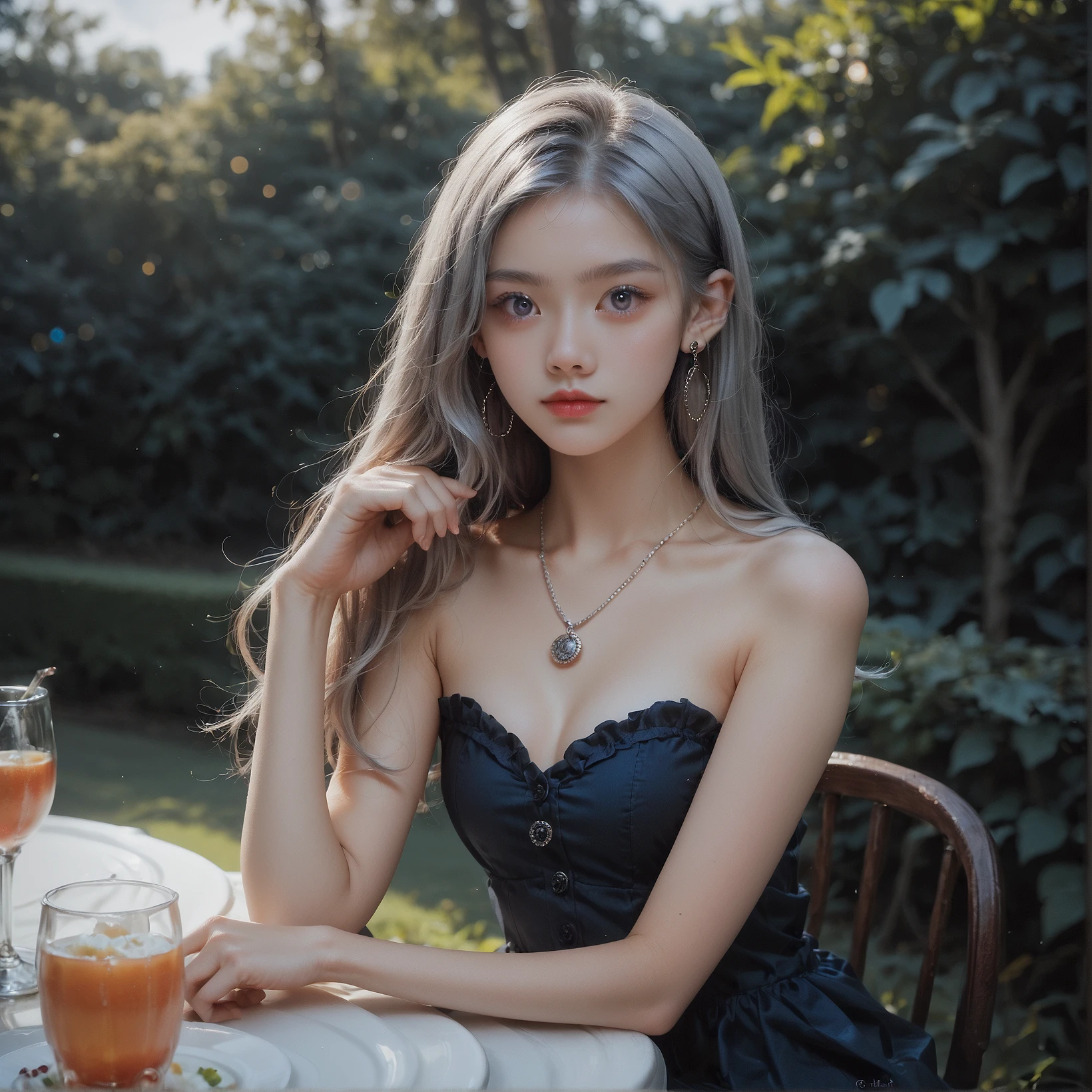 score_9,score_8_up,score_7_up,
1girl,upper_body, look_at_viewer,sitting,lowleg_strapless_mini_dress,supermodel,temperament,exuding_feminine_charmsexy,beautiful_eyes,long_grey_hair,
(windy:0.8),
earrings,necklaces,in_the_bar,dinner_party,
cinematic_lighting,ultra_realistic_photograph,pastel_background_with_pastel_bokeh,Exquisite_details_and_textures,siena_natural_ratio, dynamic_pose,vibrant_light_and_shadow, grainy, colored_66mm_film_analog_photography,film,lomography,slight_dreamy haze_film_grain_effect,