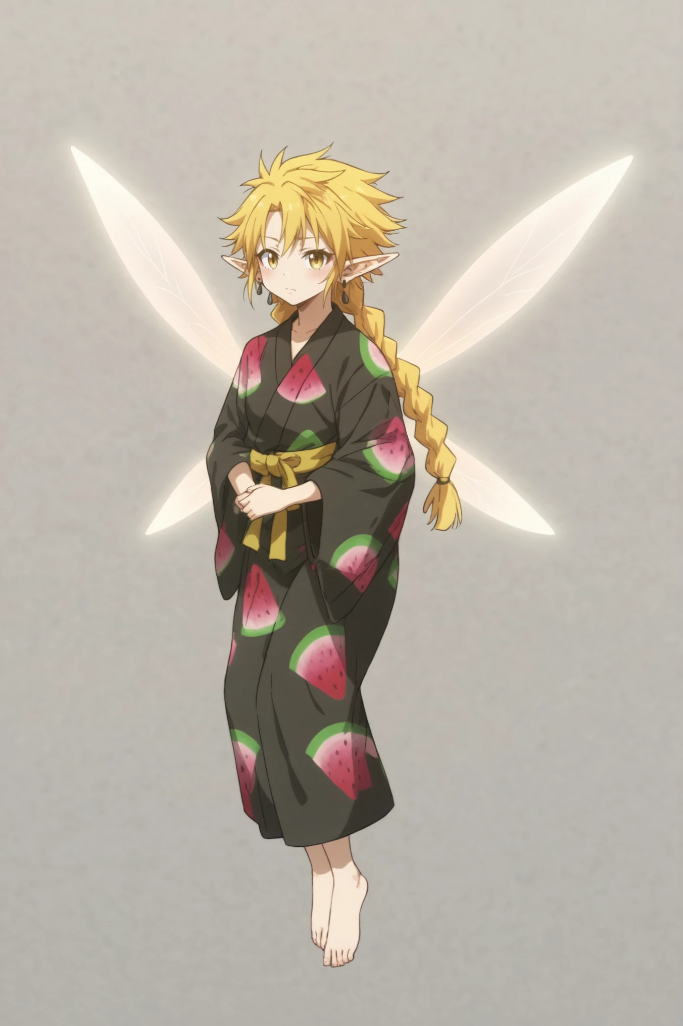 <lora:Ramiris:0.7> rating_all, score_10, score_8_up, score_7_up, Ramiris, wings, full body, white background, looking at viewer, yukata <lora:sdxl_lightning_4step_lora:1.0>