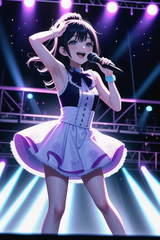 1girl, idol concert, sing, smile, dancing, singing <lora:LCM_LoRA_Weights_SD15:1>