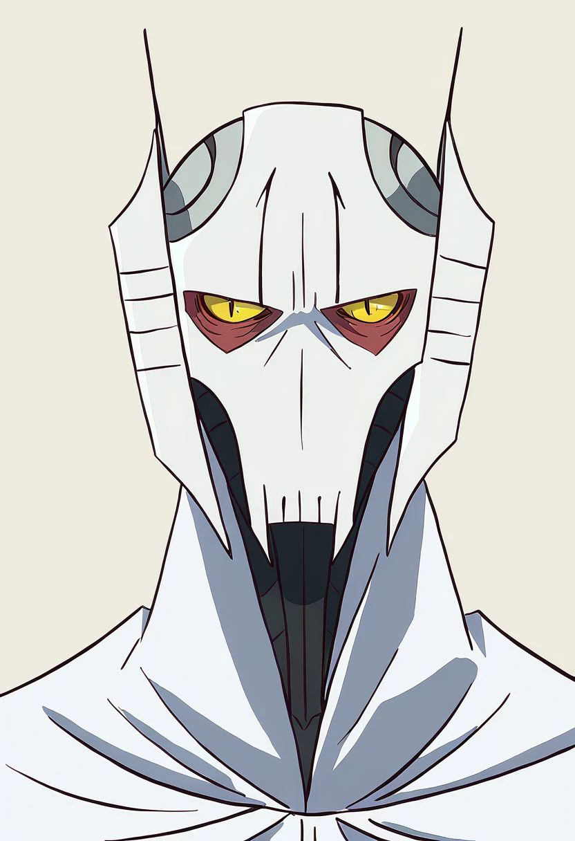 General Grievous, yellow eyes, slit pupils, robot, upper body, portrait, simple background