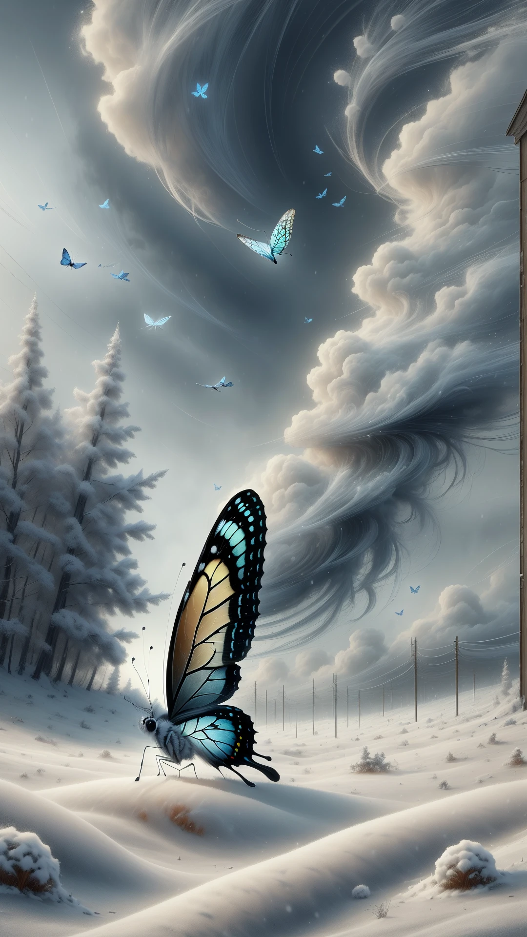 <lora:ElementWind:1.0> male doctor conducting a surgical procedure,Realistic oil painting of a delicate, fragile butterfly, powder blue and white wings veined with intricate patterns, struggling to fly in a harsh, wintry snowstorm, grey and white swirling snowflakes, stormy grey and dark blue clouds, cold, desolate, wintry atmosphere, close-up of butterfly, detailed, high-quality, dramatic contrast between delicate butterfly and harsh winter scene, (Masterpiece:1.3) (best quality:1.2) (high quality:1.1)