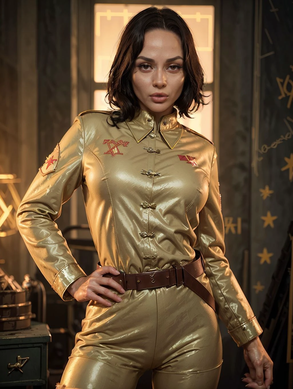 Crystal8, beautiful women, upper body, short hair, pretty face, (soviet uniform:1.5), style of Richard Anderson,
(intricate, pores, (highly detailed skin), digital painting, concept art, sharp focus, illustration, arts station,
detailed digital painting, cinematic, hype realistic, octane rendering,
hype realistic art, extremely high-resolution details, photographic, art bleak)