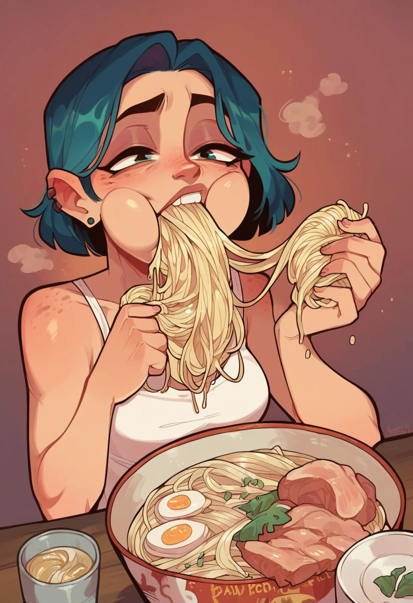 score_9, score_8_up, score_7_up, source_cartoon,
eating ramen