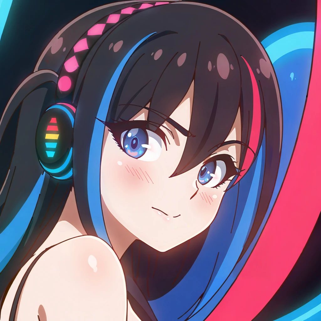 vector art style, portrait of an angry score_9, score_8_up, score_7_up, score_6_up, score_5_up, score_4_up BREAK (kuria:1.1), 1girl, solo, black hair, two-tone hair, red hair, blue hair, long streaked hair, medium breasts, blue eyes, hair ornament, looking at viewer, dynamic pose, cowboy shot, <lora:KuriaOCpdxl16.0.93tx1-000014:1.05> with open mouth, Flat style, flat background, artstation, (sticker:0.5)