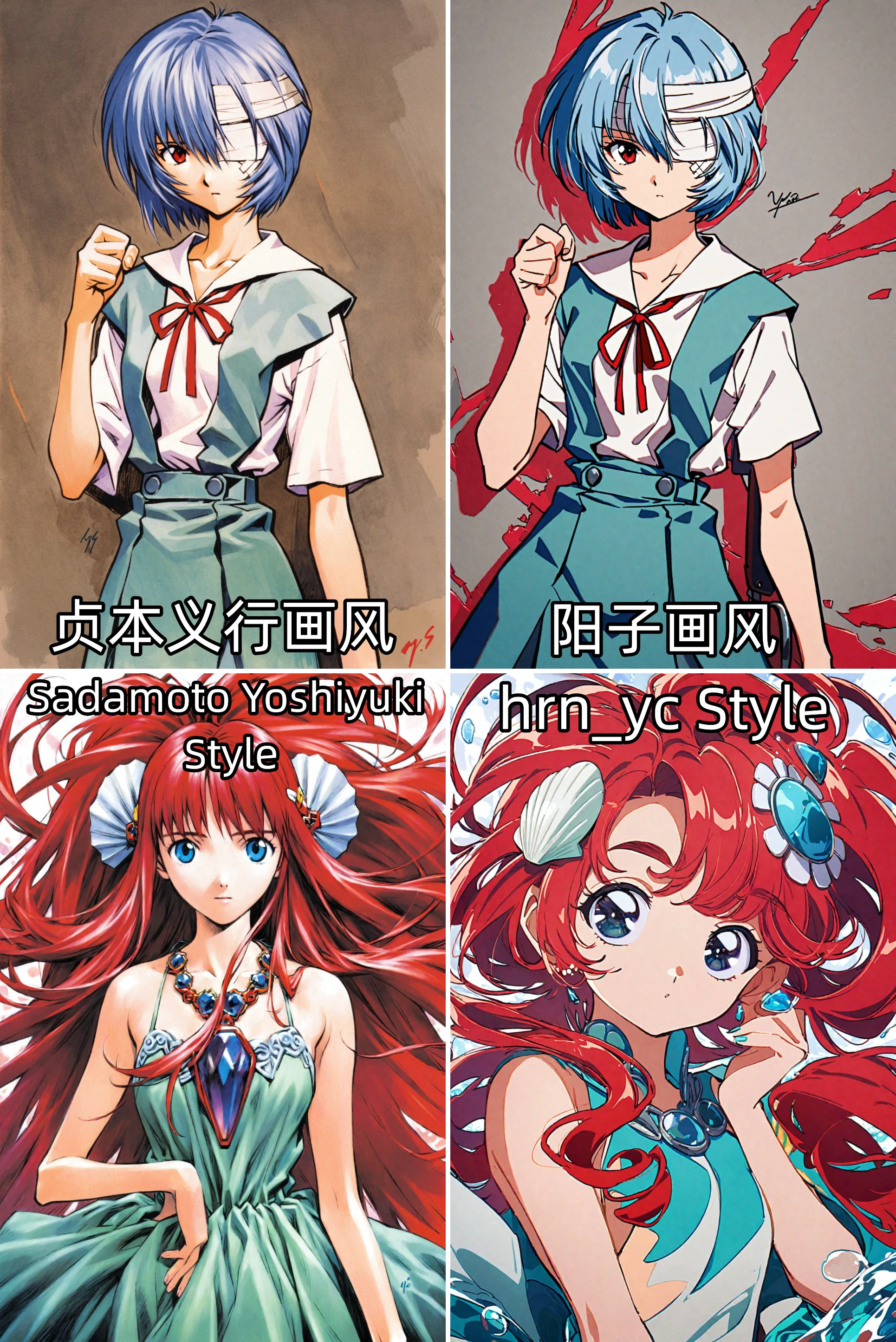 [XL] Sadamoto Yoshiyuki/贞本义行 and 阳子/陽子(hrn_yc) 混合lora模型测试，关联《EVA》/《新世纪福音战士》 -Artist Style XL_v1.0